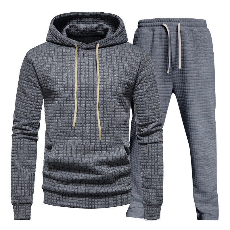 Herren Fitness-Hoodie und Jogginghose Set mit strukturiertem Design Heidi-Mode