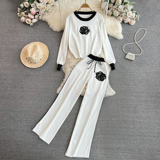 Damen elegantes und komfortables Freizeit-Set mit floralem Design Heidi-Mode
