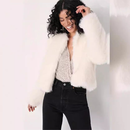 Damen Luxus Kunstpelz Jacke mit eleganten Details Heidi-Mode