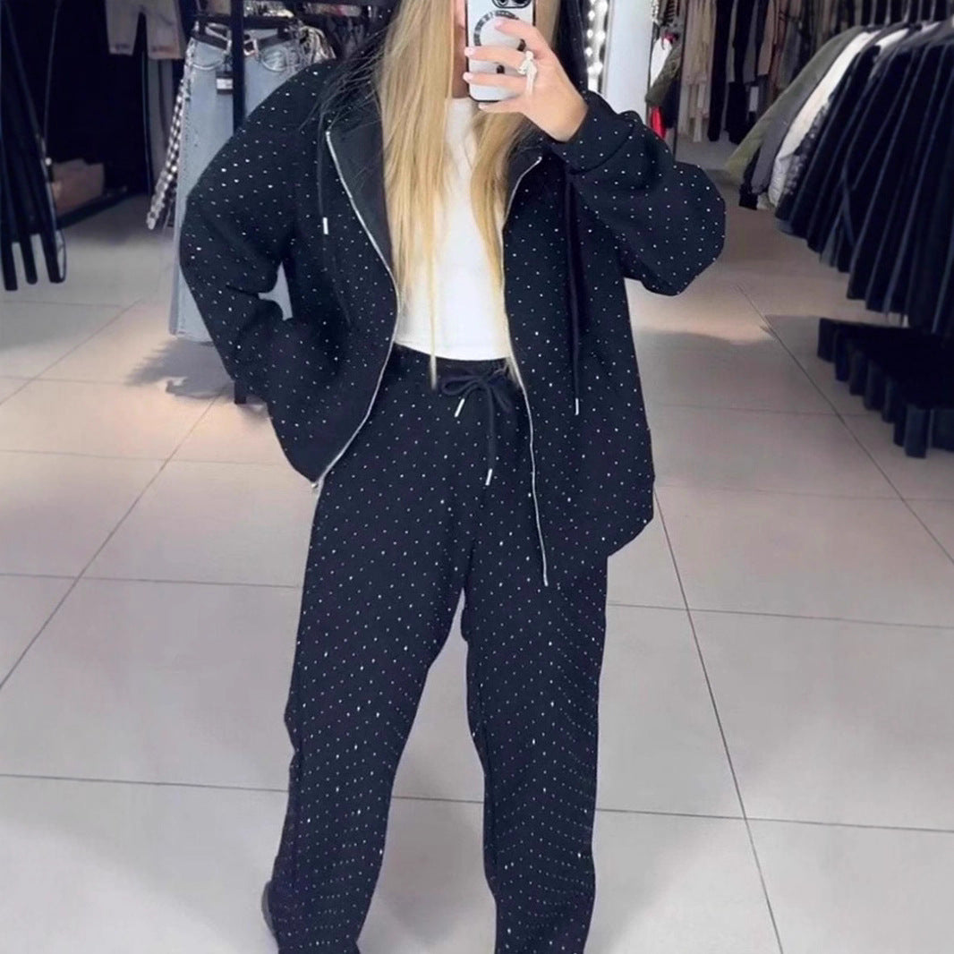 Damen Sportliches Sweat-Outfit mit Kapuze und weiter Passform Heidi-Mode