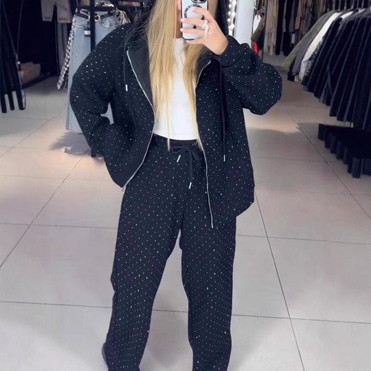 Damen Sportliches Sweat-Outfit mit Kapuze und weiter Passform Heidi-Mode