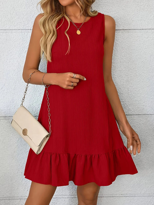 Damen lässiges Sommerkleid mit Rüschensaum und leichtem Material Heidi-Mode