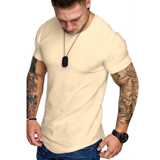 Herren figurbetontes Kurzarm-T-Shirt aus hochwertiger Baumwolle mit Rundhalsausschnitt und bequemen Schnitt Heidi-Mode