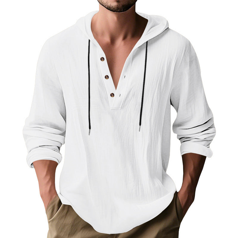 Herren Kapuzenshirt mit Knopfleiste und lässigem Schnitt Heidi-Mode