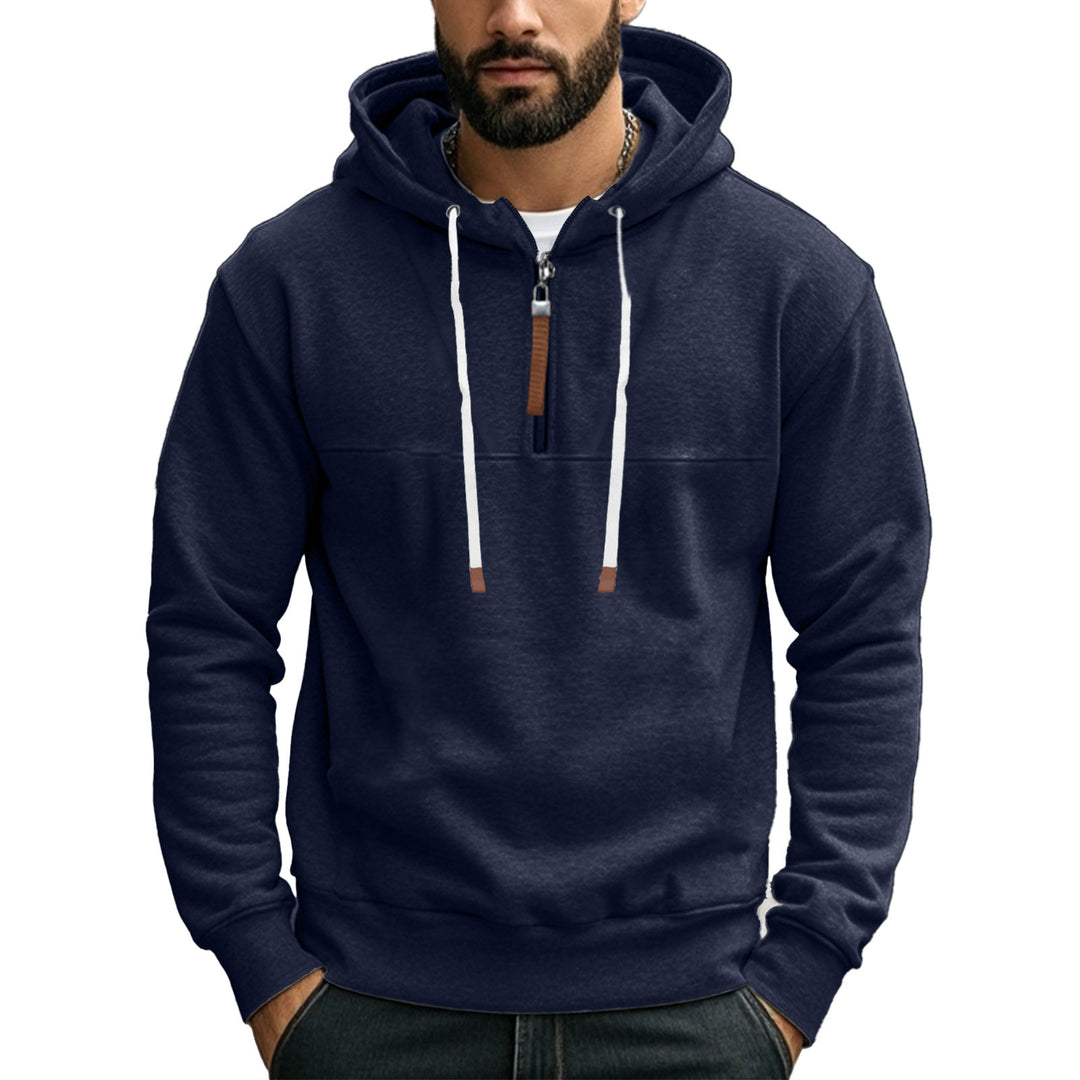 Herren Kapuzensweater mit halbem Reißverschluss und modernem Schnitt Heidi-Mode
