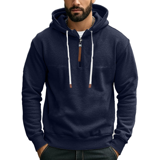 Herren Kapuzensweater mit halbem Reißverschluss und modernem Schnitt Heidi-Mode