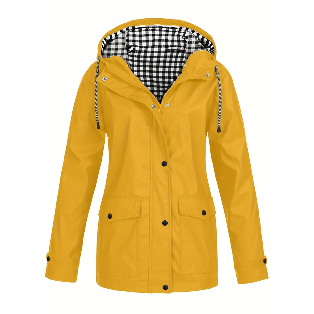 Damen modische Regenjacke mit kontrastierendem Innenfutter und praktischen Taschen Heidi-Mode