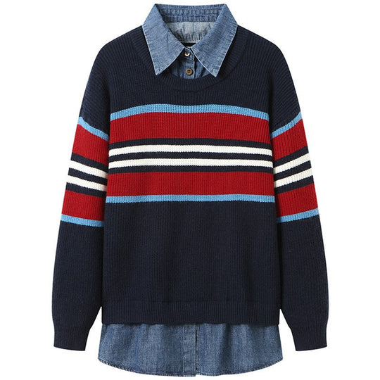 Damen gestreifter Strickpullover mit lässigem Schnitt und angenehmem Tragegefühl Heidi-Mode