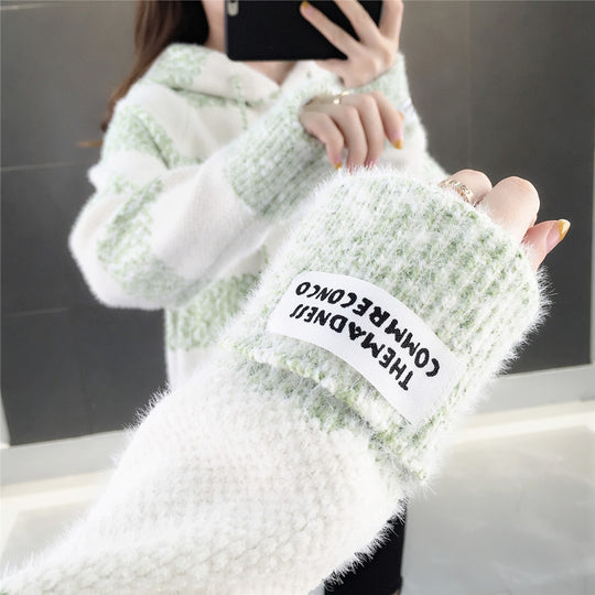 Damen Freizeit Hoodie mit strukturiertem Streifenmuster und Kordelzug Heidi-Mode