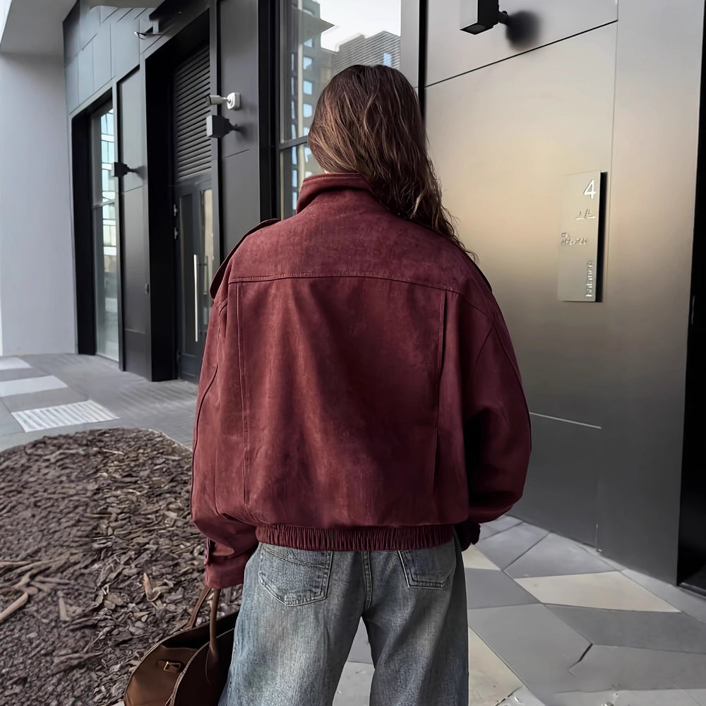 Damen modische Steppjacke mit hohem Kragen und seitlichen Taschen Heidi-Mode