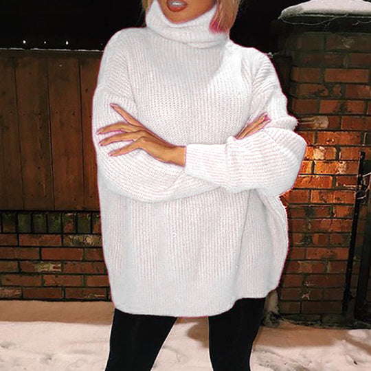 Damen Grobstrick Rollkragenpullover mit oversize Passform Heidi-Mode