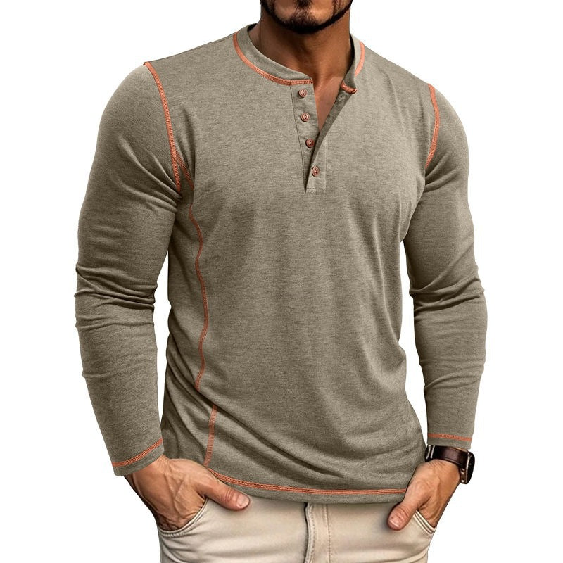 Herren Langarmshirt mit Knopfleiste Heidi-Mode