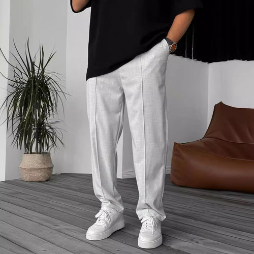 Herren elegante und bequeme Chinohose mit Falten Heidi-Mode