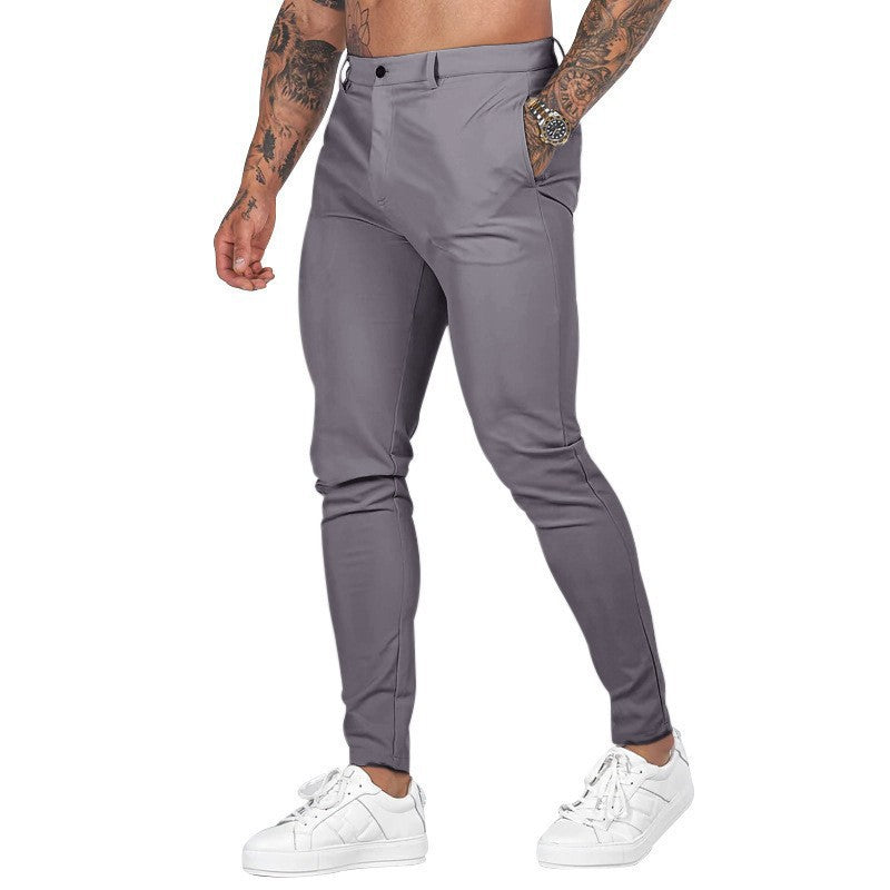 Herren Slim Fit Trousers aus elastischem Material mit seitlichen Taschen Heidi-Mode