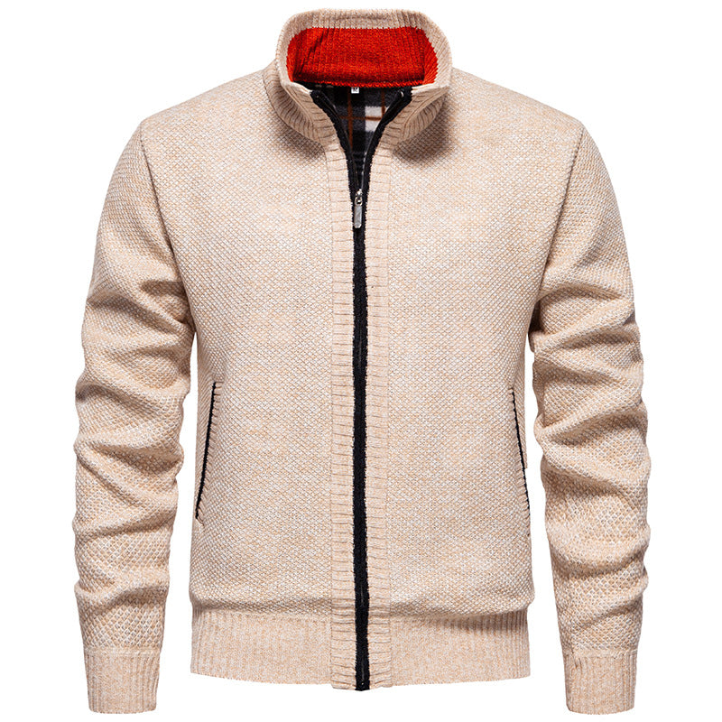 Herren Strickjacke mit hohem Kragen und praktischem Reißverschluss Heidi-Mode