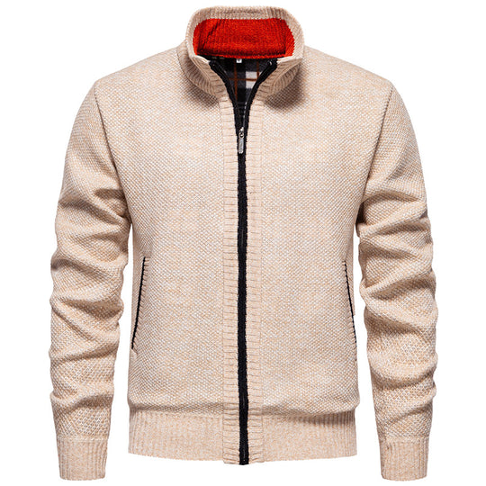 Herren Strickjacke mit hohem Kragen und praktischem Reißverschluss Heidi-Mode