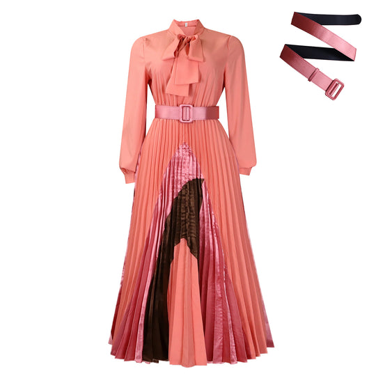 Damen Maxikleid mit schicker Faltenoptik und eleganter Schleifenbindung Heidi-Mode