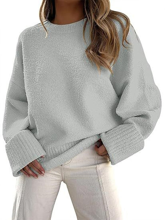 Damen Flauschiger Oversized Pullover mit breiten Bündchen Heidi-Mode