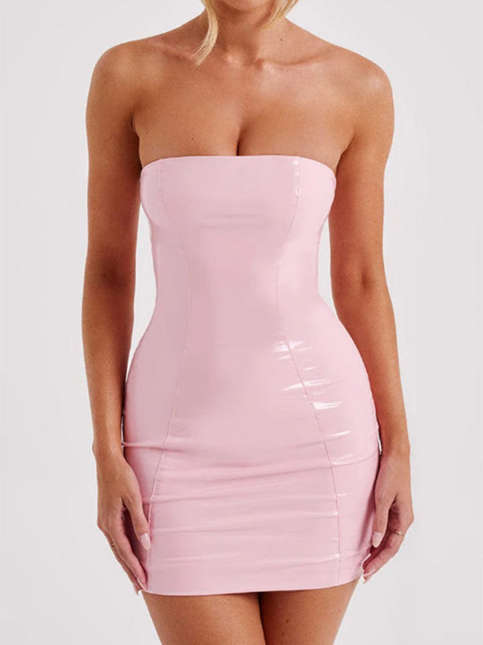 Damen Elegantes und figurbetontes Minikleid aus Glanzmaterial Heidi-Mode