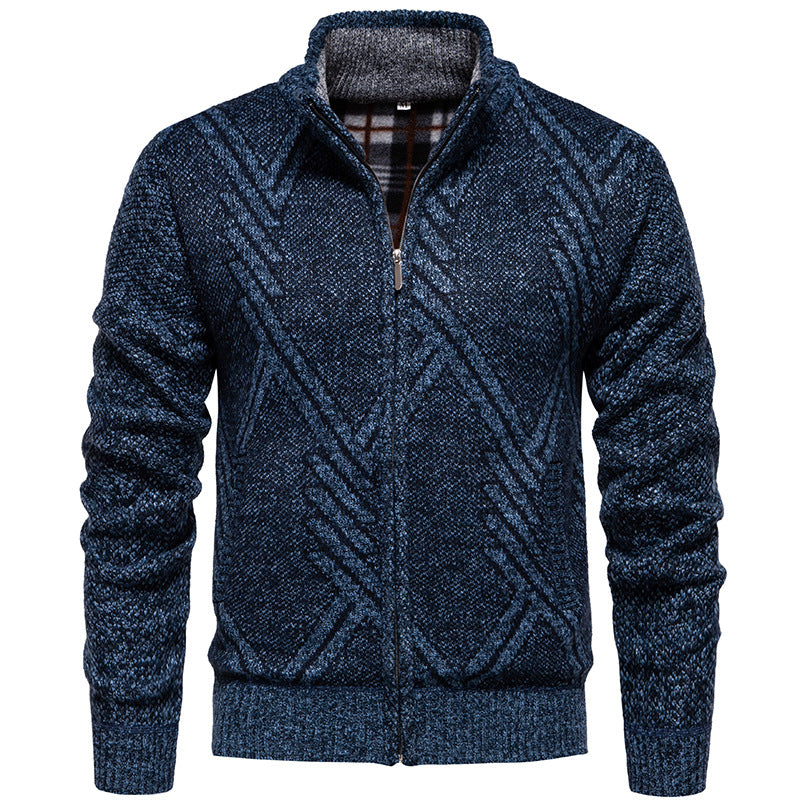 Herren sportliche Strickjacke mit modernem Zopfmuster Heidi-Mode