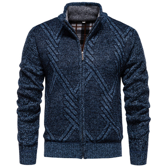 Herren sportliche Strickjacke mit modernem Zopfmuster Heidi-Mode
