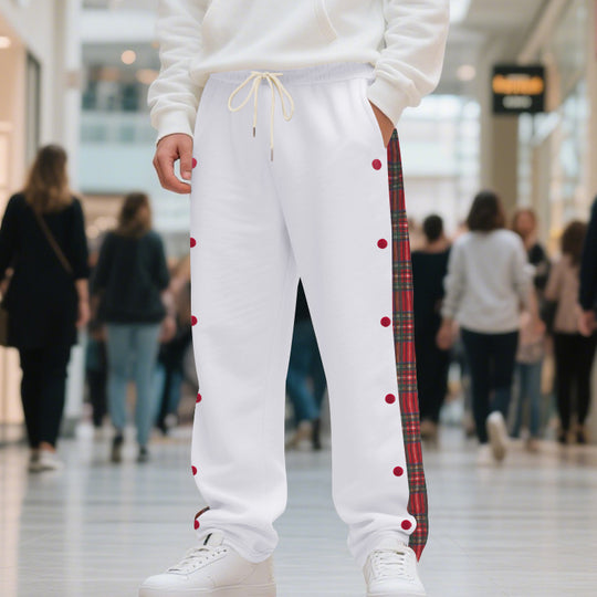 Herren Jogginghose mit seitlichen Knöpfen und pattern akzenten Heidi-Mode