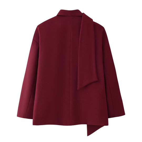 Damen elegante Blazerjacke mit schickem Schal Heidi-Mode