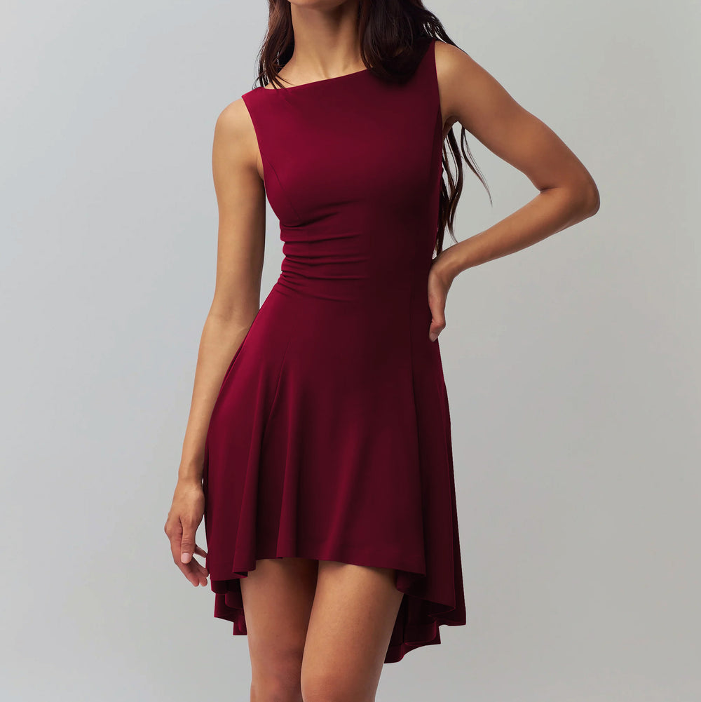 Damen elegantes Kleid mit asymmetrischem Saum und figurbetontem Design Heidi-Mode