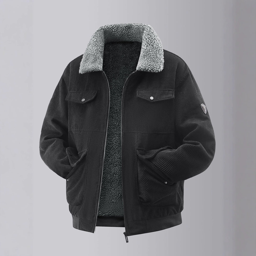 Herren kuschelige Teddy-Fleecejacke mit praktischen Brusttaschen und elastischen Bündchen Heidi-Mode