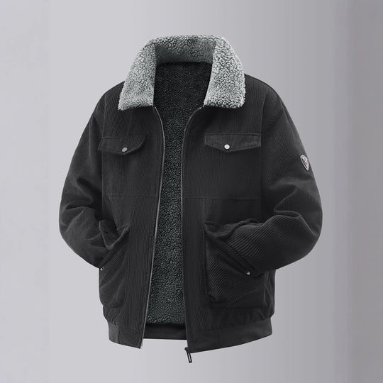 Herren kuschelige Teddy-Fleecejacke mit praktischen Brusttaschen und elastischen Bündchen Heidi-Mode