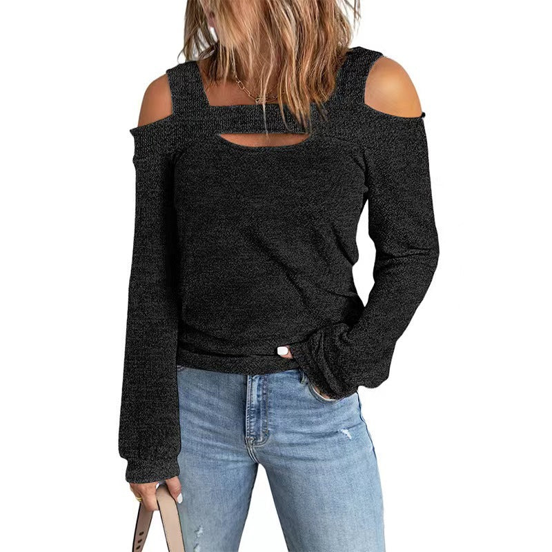 Damen lässiges Langarmshirt mit Cut-Out-Design Heidi-Mode