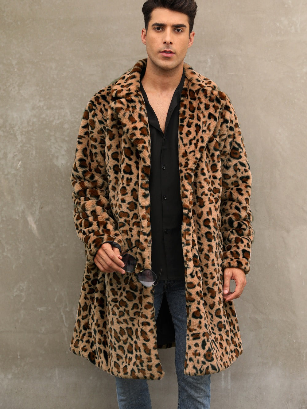 Herren Modischer Leopardenfell-Mantel Heidi-Mode