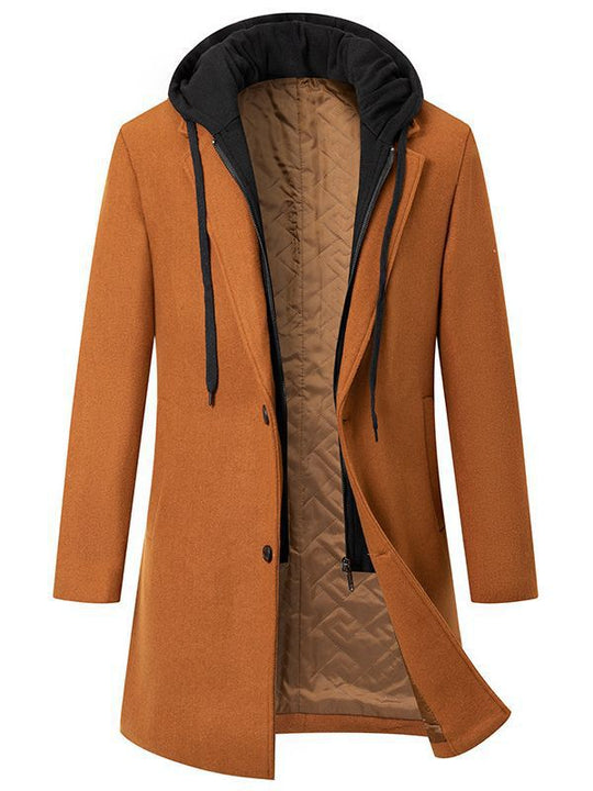 Herren eleganter Mantel mit abnehmbarer Kapuze und prämierter Isolierung Heidi-Mode