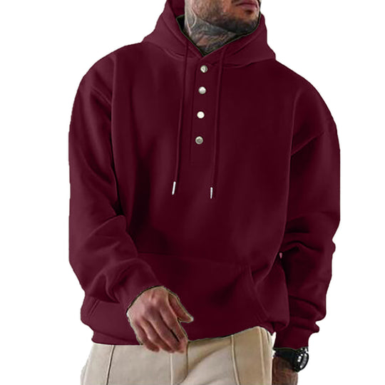 Herren Kapuzenpullover mit modischen Druckknöpfen Heidi-Mode