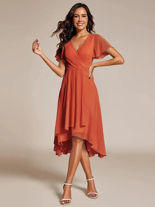 Damen Elegantes Wickelkleid mit asymmetrischem Saum Heidi-Mode