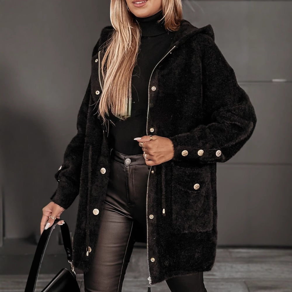 Damen Kuschelige Oversized-Winterjacke mit Taschen und hochwertigem Kunstfell Heidi-Mode