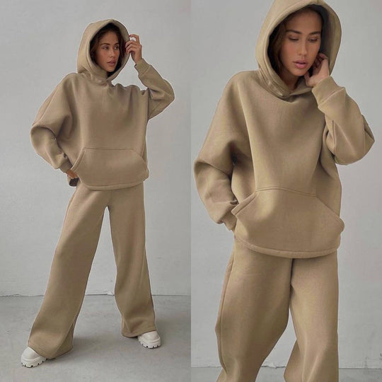 Damen lässiger Kapuzenpullover und entspannte Freizeithose Set Heidi-Mode