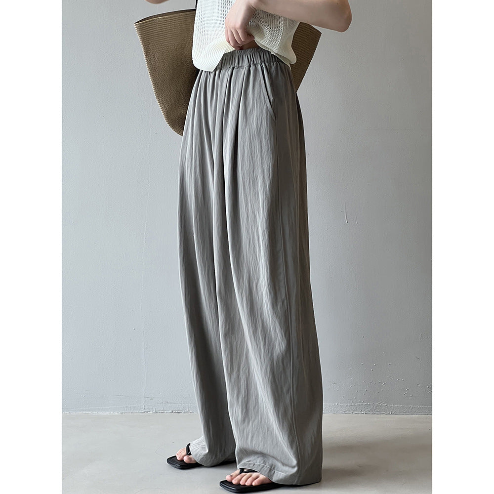 Damen lässige Palazzo-Hose mit elastischem Bund und weitem Bein Heidi-Mode