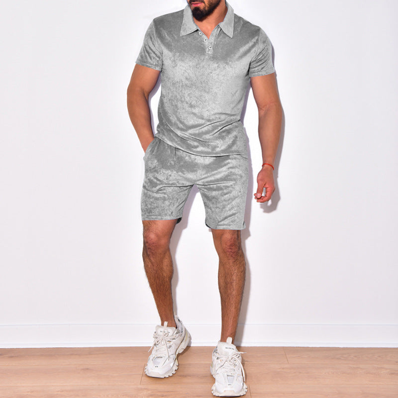 Herren Freizeit-Set aus weichem Velours mit praktischem Reißverschluss Heidi-Mode