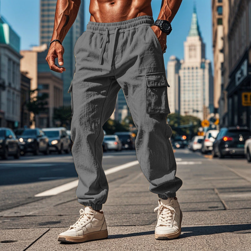 Herren Cargo-Jogginghose mit verstellbarem Kordelzug und mehreren Seitentaschen Heidi-Mode