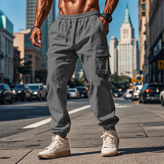 Herren Cargo-Jogginghose mit verstellbarem Kordelzug und mehreren Seitentaschen Heidi-Mode