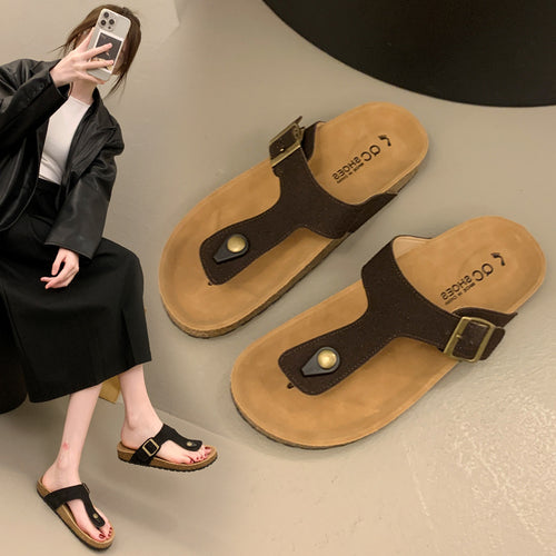 Damen Komfortable Zehentrenner-Sandalen mit verstellbarem Riemen und ergonomischer Sohle Heidi-Mode