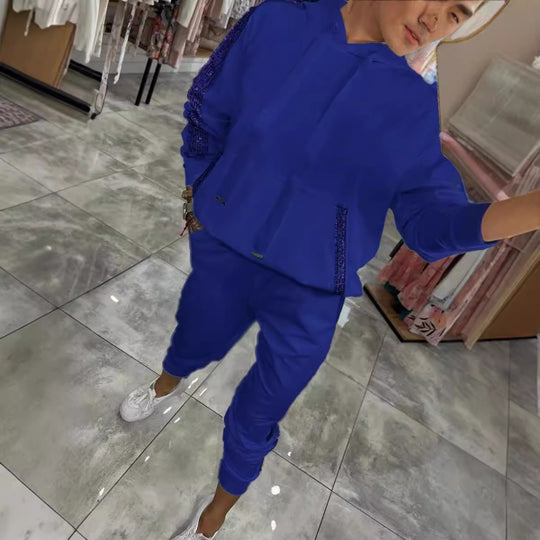 Damen Lässiges Sweat-Outfit mit dekorativem Kordeldetail Heidi-Mode