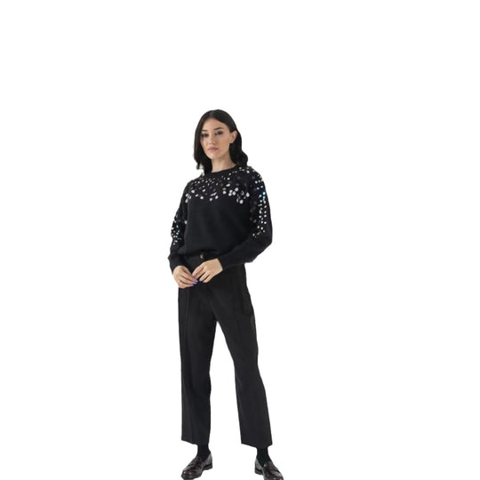 Damen Glitzernder Pullover mit eleganter Pailletten-Detail und lässiger Passform Heidi-Mode