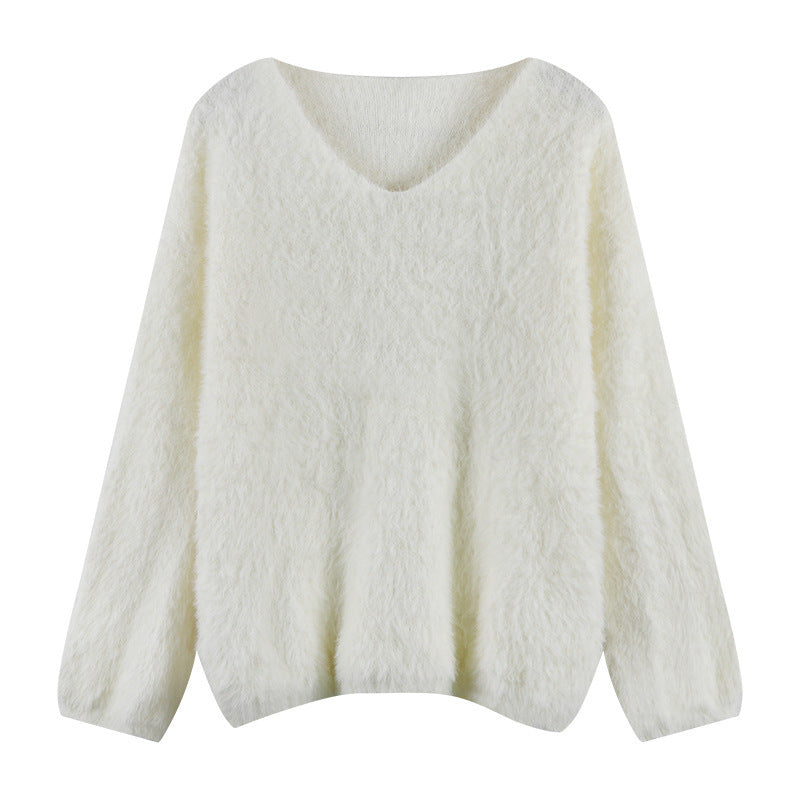 Damen Flauschiger Pullover mit weitem Schnitt Heidi-Mode