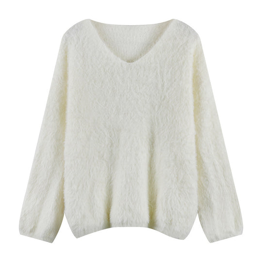 Damen Flauschiger Pullover mit weitem Schnitt Heidi-Mode