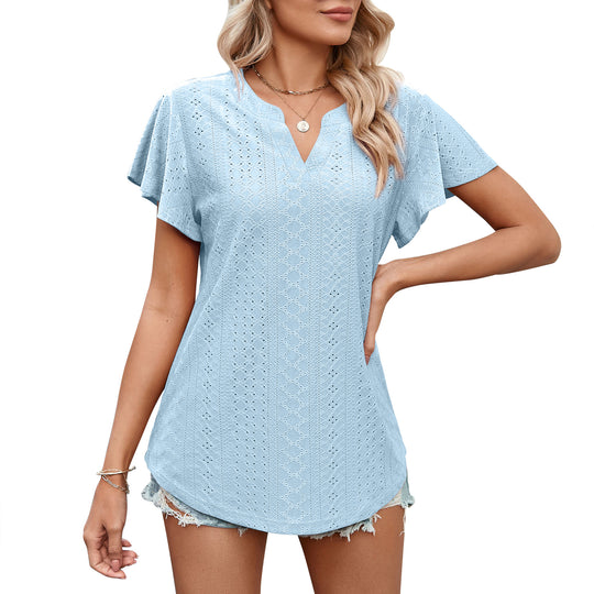 Damen Luftiges Blusenshirt mit effektvollem Lochmuster Heidi-Mode