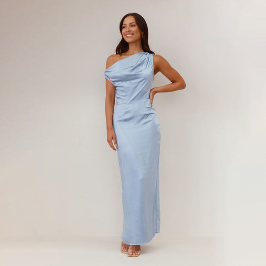 Damen Elegantes Maxikleid mit asymmetrischem Oberteil und figurbetontem Schnitt Heidi-Mode