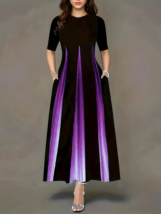 Damen Maxikleid mit modernem Farbverlauf und praktischen Seitentaschen Heidi-Mode