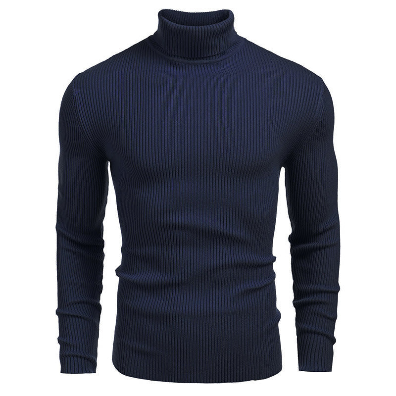 Herren Rollkragenpullover aus feinem Rippstrickmaterial Heidi-Mode